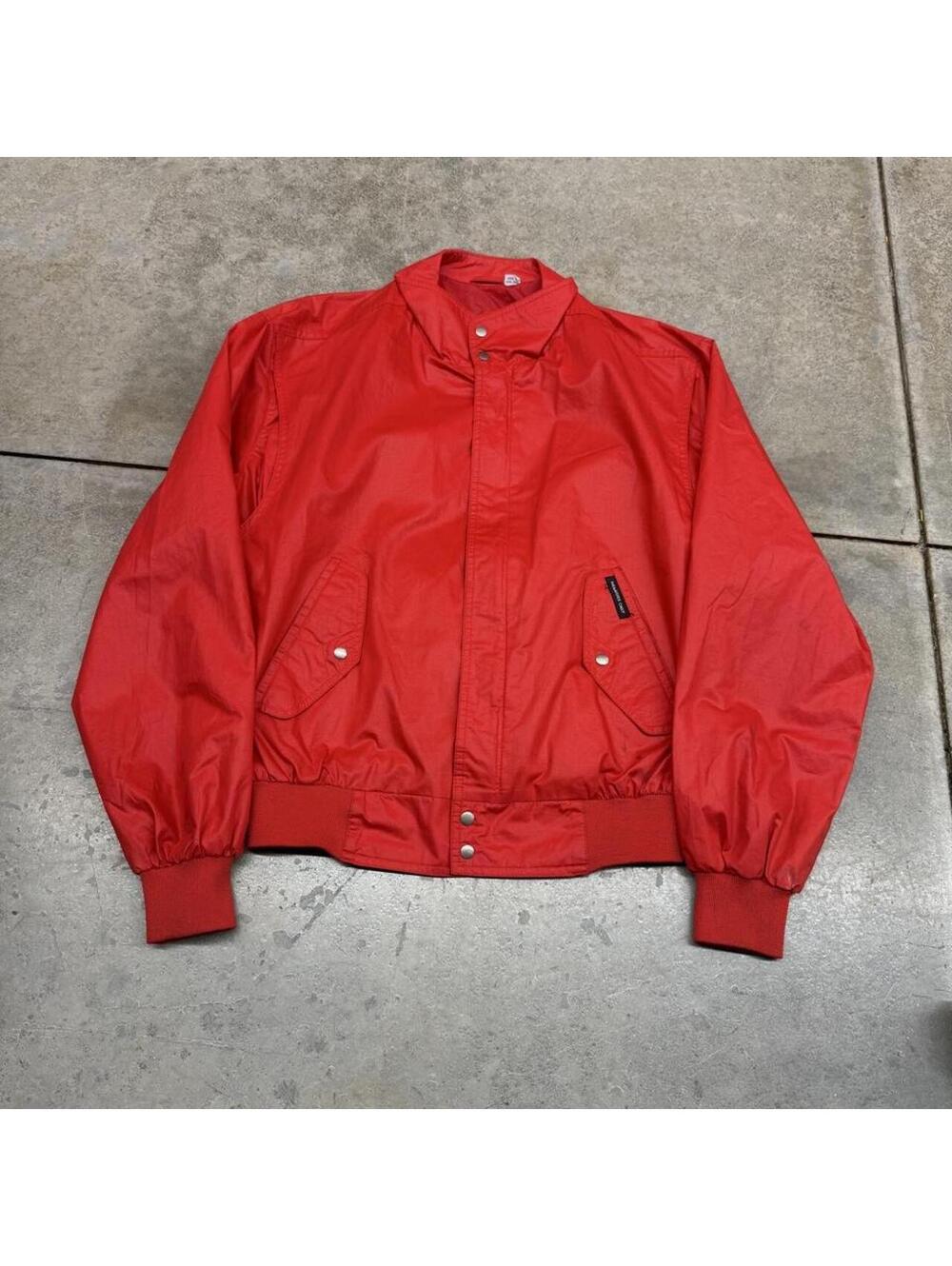 vintage members only red nylon bomber jacket size large